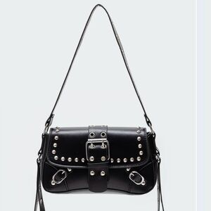 EDIKTED Black Studded Buckle Shoulder Bag